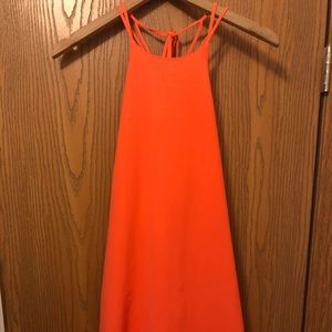 A-line Midi Neon Orange Dress